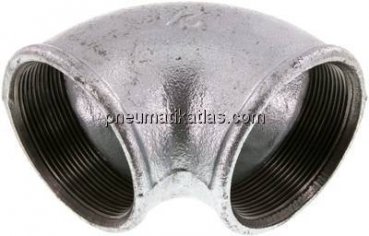 90°-Winkel Rp 2-1/2"-Rp 2-1/2", Temperguss verzinkt