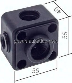 Preview: Wanddose (Verteiler) 2 x G 1/2"(+3 x G 1/2"), Kunststoff