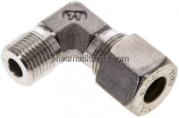 Winkel-Schneidringverschraub. M 16x1,5 (konisch)-10 S (M18x1,5), Klemmring 1.4571 (NC)