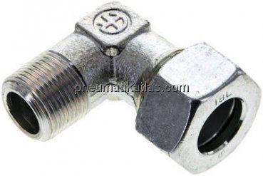 Winkel-Schneidringverschraub. M 22x1,5 (konisch)-18 L (M26x1,5), Stahl verzinkt