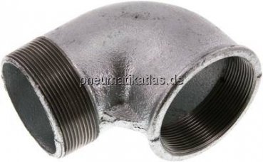 90°-Einschraubwinkel Rp 2-1/2"(IG)-R 2-1/2"(AG), Temperguss verzinkt