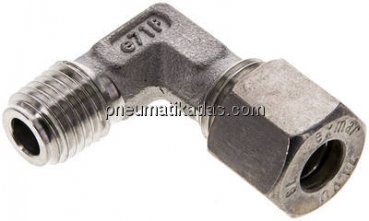 Winkel-Schneidringverschraub. M 12x1,5 (konisch)-8 L (M14x1,5), Klemmring 1.4571 (NC)