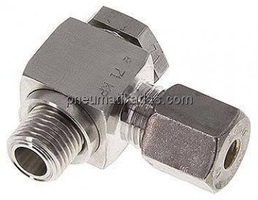 Winkel-Schwenkverschraubung G 1/4"-6 S (M14x1,5), Klemmring 1.4571 (NC)