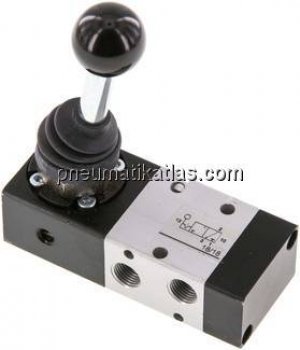 3/2-Wege Handhebelventil, Raste, G 1/8"