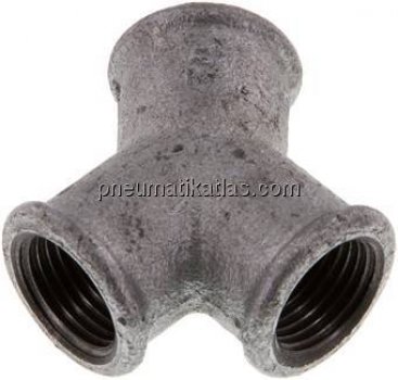 Y-Stück Rp 1/2" (IG), Temperguss verzinkt