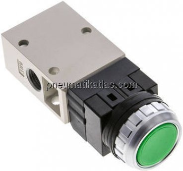 3/2-Wege Ventil G 1/4", Drucktaster grün
