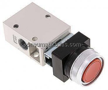 3/2-Wege Ventil G 1/4", Drucktaster rot