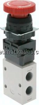 Preview: 3/2-Wege Ventil G 1/4", Not-Aus-Taster rot
