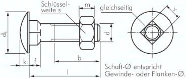 Flachrundschraube DIN 603, M 8x30, Stahl verzinkt 3.6 / 4.6