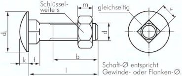 Flachrundschraube DIN 603, M 8x90, Edelstahl A2 (ohne Mutter)