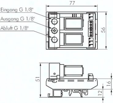 Proportionaldruckregler G 1/8",0 - 4 bar,4 - 20 mA, für DIN-Schiene