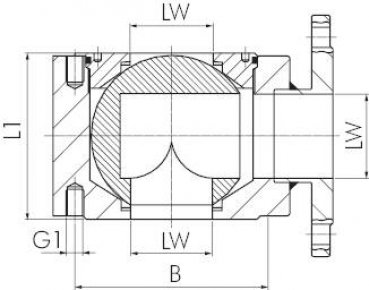 3-Wege-Flanschkugelhahn, Stahl, DN100-PN16 (DIN/EN), L-Bohrung