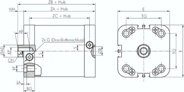 ISO 21287-Zylinder, einfachw., Kolben 63mm, Hub 10mm