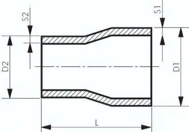 Preview: Reduzierstück 21,3x2,0mm - 17,2x1,6mm, 1.4571 geschweißt