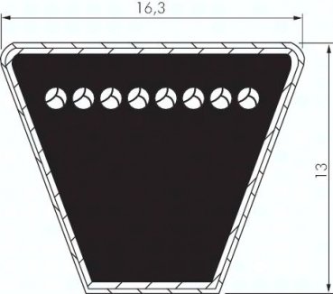 Schmalkeilriemen, DIN 7753/1, SPB 16,3x13, Ld=1.600mm