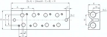 Mehrfachanschlussplatte (12-fach) für 3/2-Wege Ventile
