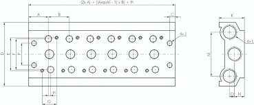 Mehrfachanschlussplatte (14-fach) für 5/2-Wege & 5/3-Wege Ventile
