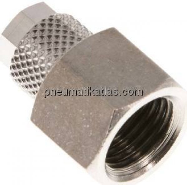 Aufschraub-Verschraubung G 1/4"-6x4mm, Messing vernickelt