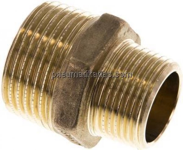 Doppelnippel R 1"-R 3/4", Messing/Rotguss