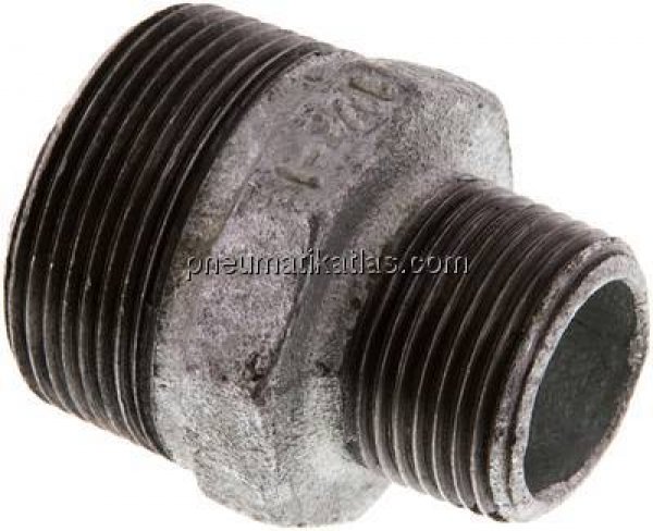 Doppelnippel R 1-1/2"-R 1", Temperguss verzinkt