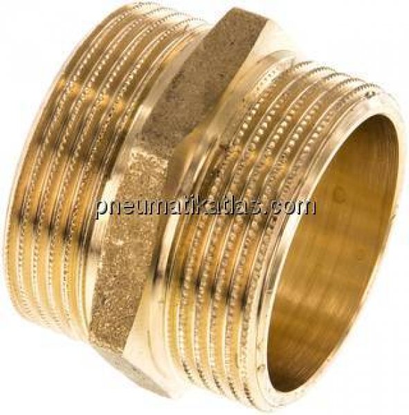 Doppelnippel G 1-1/2"-G 1-1/2", Messing/Rotguss