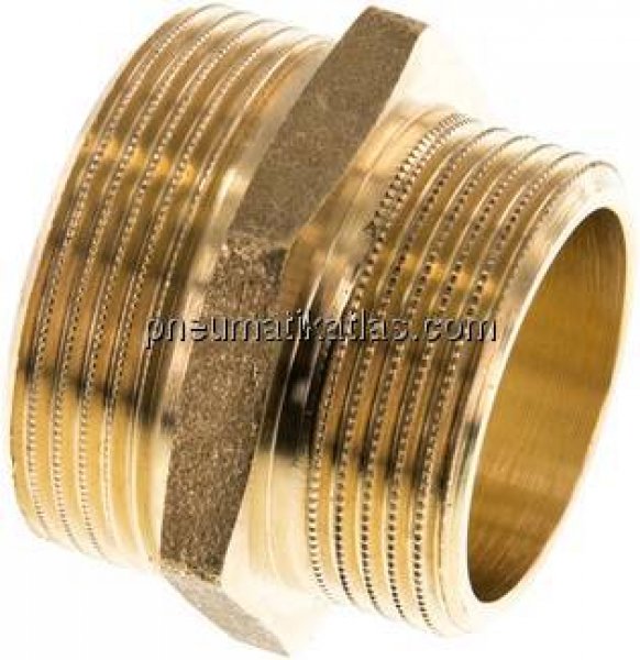 Doppelnippel G 1-1/2"-G 1-1/4", Messing/Rotguss