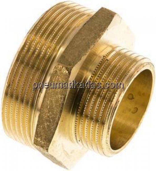 Doppelnippel G 2"-G 1-1/4", Messing/Rotguss