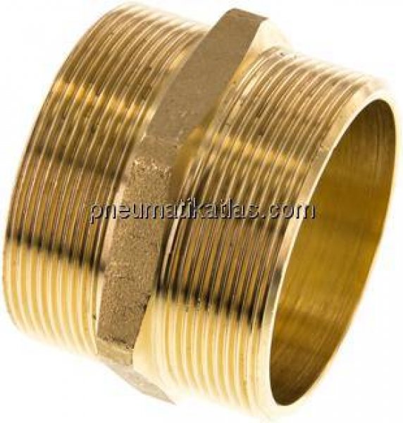 Doppelnippel G 2-1/2"-G 2-1/2", Messing/Rotguss