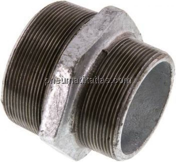 Doppelnippel R 3"-R 2-1/2", Temperguss verzinkt