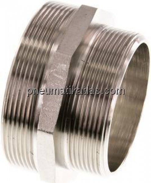 Doppelnippel G 3"-G 2-1/2", Messing vernickelt