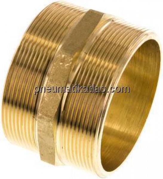 Doppelnippel G 3"-G 3", Messing/Rotguss