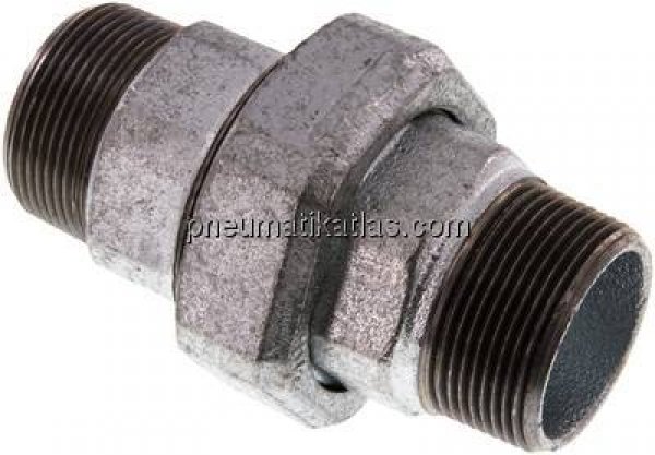 Doppelnippel trennbar R 1-1/2"-R 1-1/2", Temperguss verzinkt