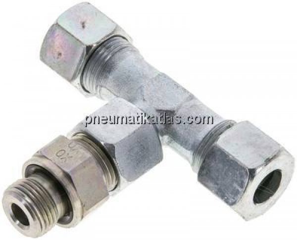 Einstellb. T-Schneidringverschraub.M 18x1,5-12 S (M20x1,5), Stahl verzinkt