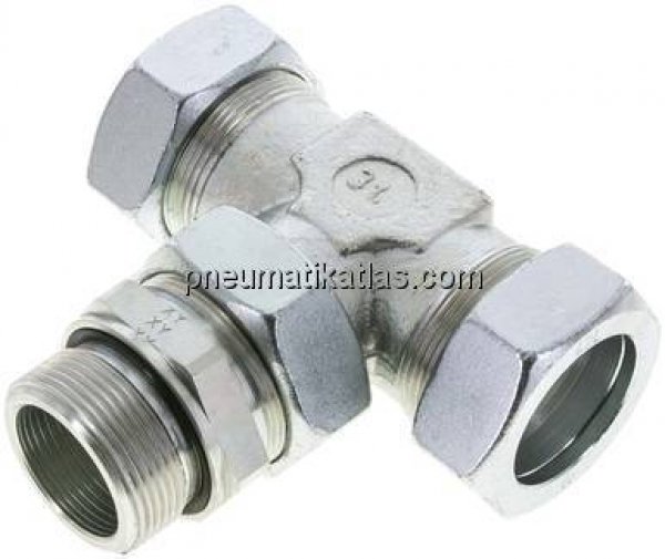 Einstellb. T-Schneidringverschraub.G 1-1/2"-42 L (M52x2), Stahl verzinkt