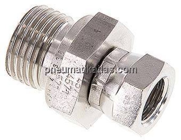 Einstellb. Einschraubverschr. 60°Keg.(G 1/4")-G 1/2"(AG)