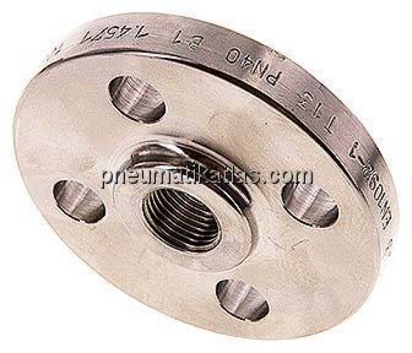 Gewindeflansch DN15-PN40 (DIN/EN), Rp 1/2", EN 1092-1 (Typ 13), 1.4571