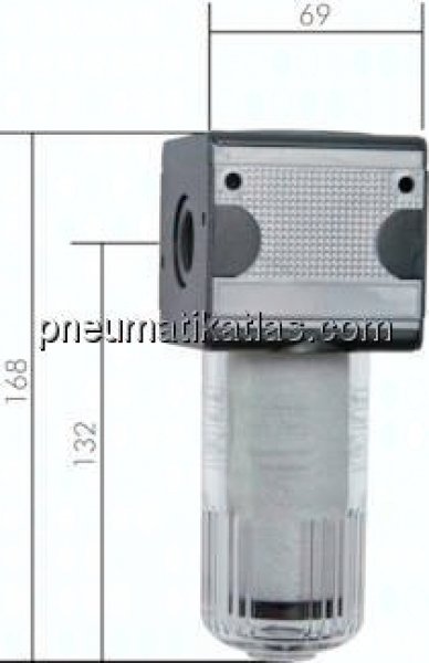 MULTIFIX Vakuumfilter, G 1/2", Baur. 2, Metallbehälter mit Sichtrohr