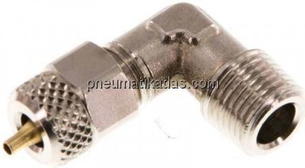 Winkel-Verschraubung R 1/8"-4x2mm, Messing vernickelt