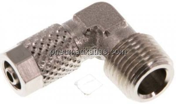 Winkel-Verschraubung R 1/8"-5x3mm, Messing vernickelt