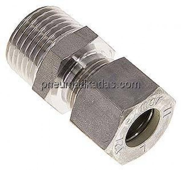 Gerade Schneidringverschr. R 1/2"-12 L (M18x1,5), Klemmring 1.4571 (NC)