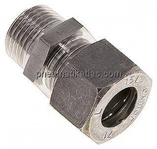 Gerade Schneidringverschr. R 1/2"-15 L (M22x1,5), Klemmring 1.4571 (NC)