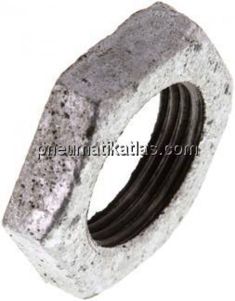 Gegenmutter Rp 1", Temperguss verzinkt