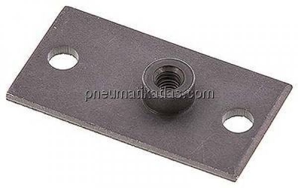 verlängerte Anschweißplatte mit Befestigungsbohrungen, Stahl blank, Baugröße 0, leichte Baureihe