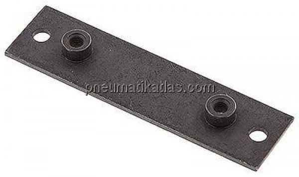 verlängerte Anschweißplatte mit Befestigungsbohrungen, Stahl blank, Baugröße 6, leichte Baureihe