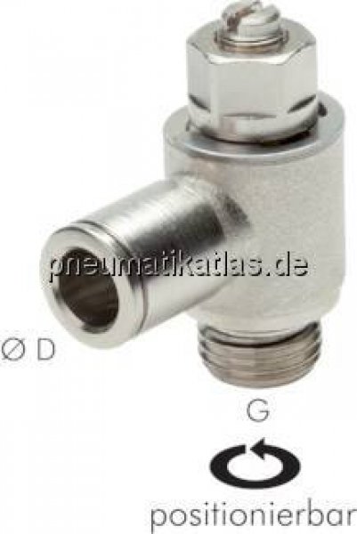 Winkel-Drosselrückschlagventil G 1/4"-8mm,abluftregelnd (Standard)