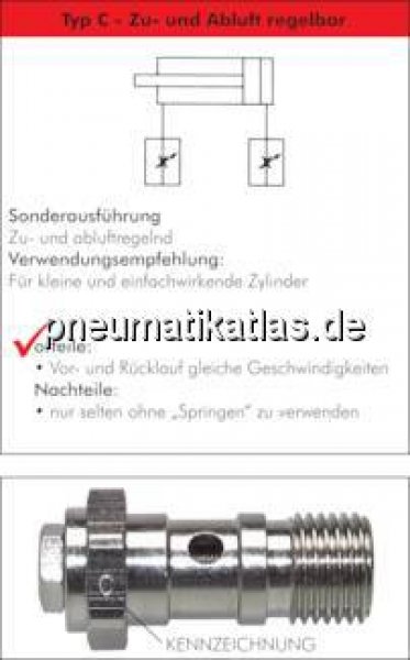 Drosselrückschlagventil G 1/8"-8 x 6mm, zu- und abluftregelnd (C)
