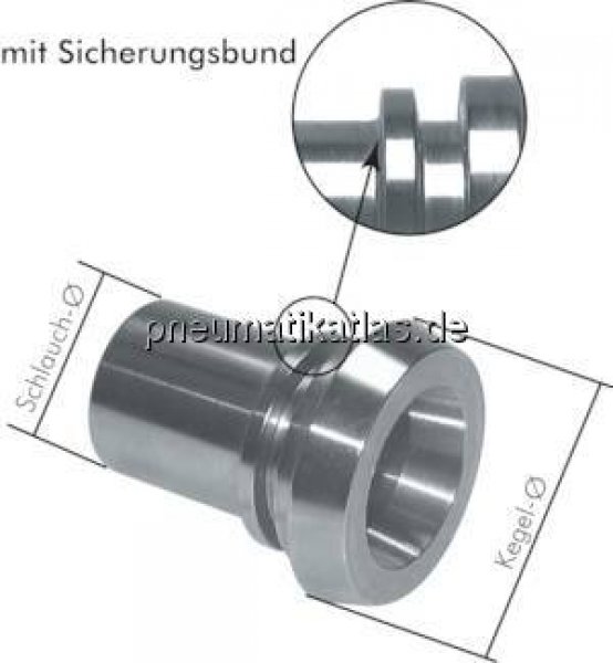 Schlauchkegelstutzen (Milchgew.) 50mm Kegel-32 (1-1/4")mm