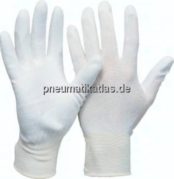 Feinstrick Handschuh mit PU-Teilbeschichtung, fusselfrei, weiß
