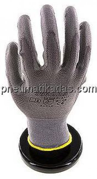 Feinstrick Handschuh mit PU-Teilbeschichtung, fusselfrei, grau