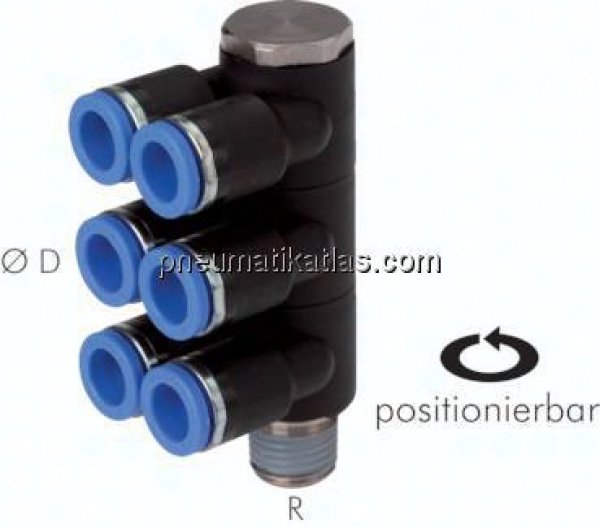 Steck-Mehrfachverteiler, 6-fach R 1/2"-8mm, IQS-Standard